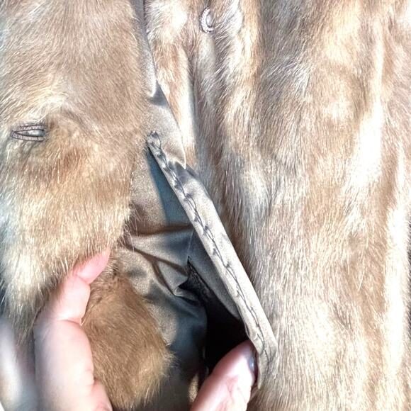 Vintage 60s A Herman Furs Brown Mink Fur Coat Mid Length Lined Classic Luxury - Picture 12 of 16